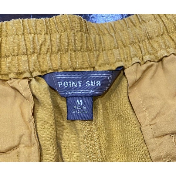 POINT SUR Seaside Mustard Linen Blend Shorts M Drawstring Elastic Waist J. Crew - Picture 2 of 6